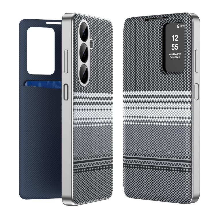 Rainbow Plaid Pattern Smart View Vegan Leather Phone Case, For Samsung Galaxy S26+ 5G, For Samsung Galaxy S26 Ultra 5G, For Samsung Galaxy S26 5G, For Samsung Galaxy A57 5G, For Samsung Galaxy A37 5G, For samsung Galaxy S25 FE 5G                       ...