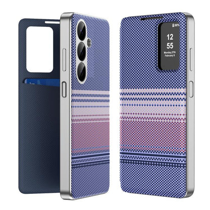 Rainbow Plaid Pattern Smart View Vegan Leather Phone Case, For Samsung Galaxy S26+ 5G, For Samsung Galaxy S26 Ultra 5G, For Samsung Galaxy S26 5G, For Samsung Galaxy A57 5G, For Samsung Galaxy A37 5G, For samsung Galaxy S25 FE 5G                       ...
