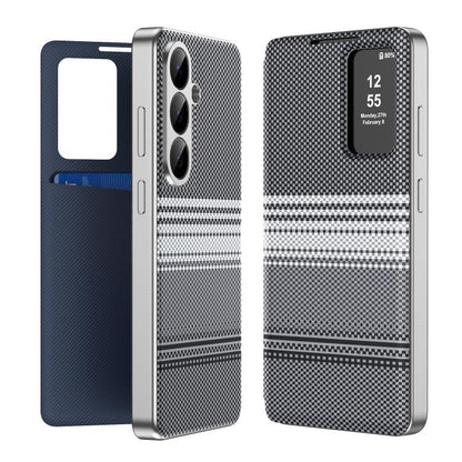 Rainbow Plaid Pattern Smart View Vegan Leather Phone Case, For Samsung Galaxy S26+ 5G, For Samsung Galaxy S26 Ultra 5G, For Samsung Galaxy S26 5G, For Samsung Galaxy A57 5G, For Samsung Galaxy A37 5G, For samsung Galaxy S25 FE 5G                       ...