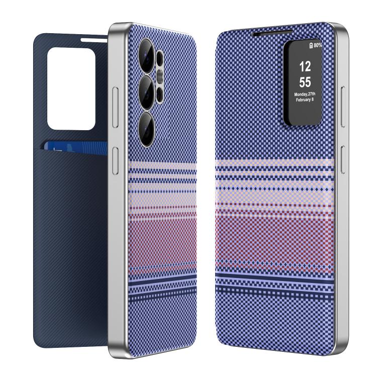 Rainbow Plaid Pattern Smart View Vegan Leather Phone Case, For Samsung Galaxy S26+ 5G, For Samsung Galaxy S26 Ultra 5G, For Samsung Galaxy S26 5G, For Samsung Galaxy A57 5G, For Samsung Galaxy A37 5G, For samsung Galaxy S25 FE 5G                       ...