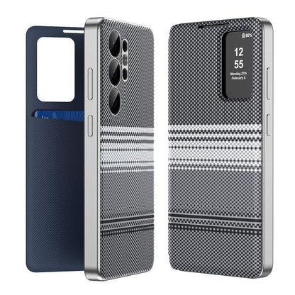 Rainbow Plaid Pattern Smart View Vegan Leather Phone Case, For Samsung Galaxy S26+ 5G, For Samsung Galaxy S26 Ultra 5G, For Samsung Galaxy S26 5G, For Samsung Galaxy A57 5G, For Samsung Galaxy A37 5G, For samsung Galaxy S25 FE 5G                       ...