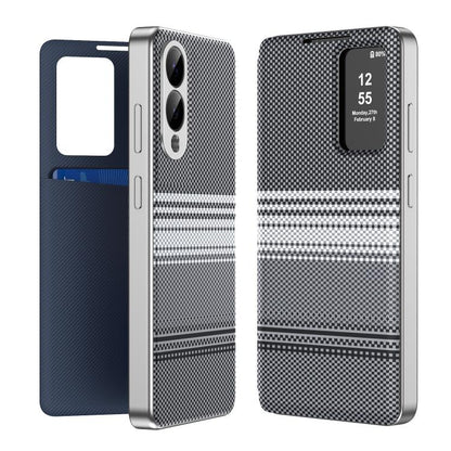 Rainbow Plaid Pattern Smart View Vegan Leather Phone Case, For Samsung Galaxy S26+ 5G, For Samsung Galaxy S26 Ultra 5G, For Samsung Galaxy S26 5G, For Samsung Galaxy A57 5G, For Samsung Galaxy A37 5G, For samsung Galaxy S25 FE 5G                       ...