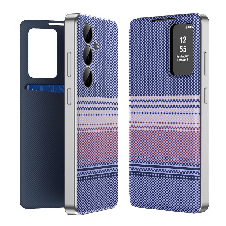 Rainbow Plaid Pattern Smart View Vegan Leather Phone Case, For Samsung Galaxy S26+ 5G, For Samsung Galaxy S26 Ultra 5G, For Samsung Galaxy S26 5G, For Samsung Galaxy A57 5G, For Samsung Galaxy A37 5G, For samsung Galaxy S25 FE 5G                       ...