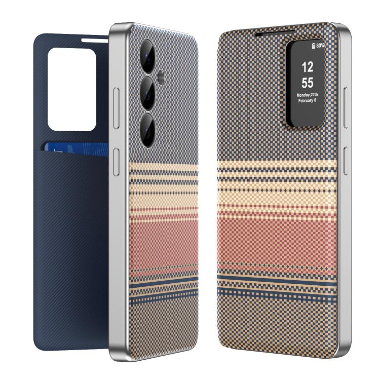 Rainbow Plaid Pattern Smart View Vegan Leather Phone Case, For Samsung Galaxy S26+ 5G, For Samsung Galaxy S26 Ultra 5G, For Samsung Galaxy S26 5G, For Samsung Galaxy A57 5G, For Samsung Galaxy A37 5G, For samsung Galaxy S25 FE 5G                       ...