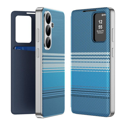 Rainbow Plaid Pattern Smart View Vegan Leather Phone Case, For Samsung Galaxy S26+ 5G, For Samsung Galaxy S26 Ultra 5G, For Samsung Galaxy S26 5G, For Samsung Galaxy A57 5G, For Samsung Galaxy A37 5G, For samsung Galaxy S25 FE 5G                       ...