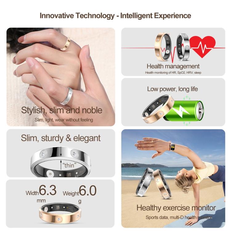 HR01 SIZE 7 Smart Ring, Support Heart Rate / Blood Oxygen / Sleep Monitoring / Female Menstrual Cycle, SIZE 7