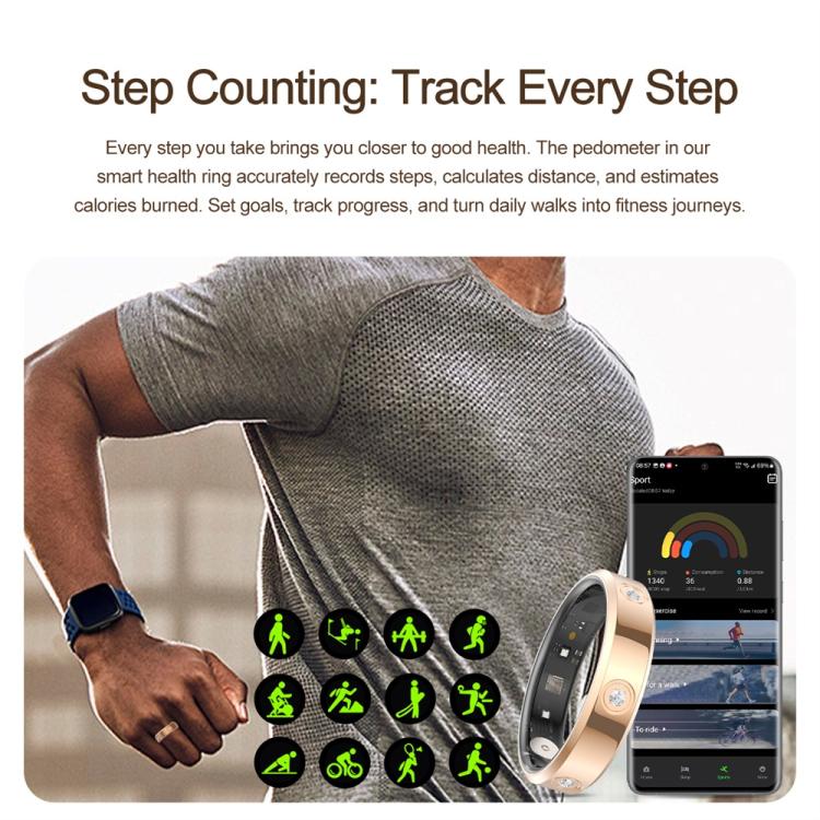 HR01 SIZE 7 Smart Ring, Support Heart Rate / Blood Oxygen / Sleep Monitoring / Female Menstrual Cycle, SIZE 7