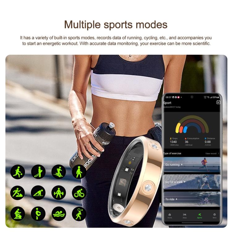 HR01 SIZE 11 Smart Ring, Support Heart Rate / Blood Oxygen / Sleep Monitoring / Female Menstrual Cycle, SIZE 11