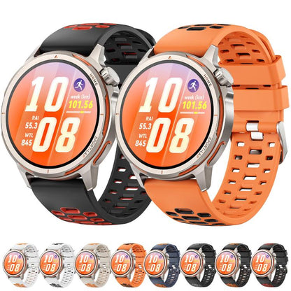 Two Color Perforated Silicone Watch Band, For Huawei Watch GT Runner 2