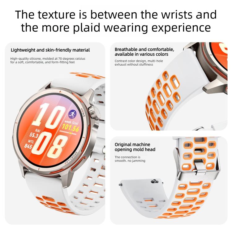 Two Color Perforated Silicone Watch Band, For Huawei Watch GT Runner 2
