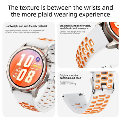 Two Color Perforated Silicone Watch Band, For Huawei Watch GT Runner 2