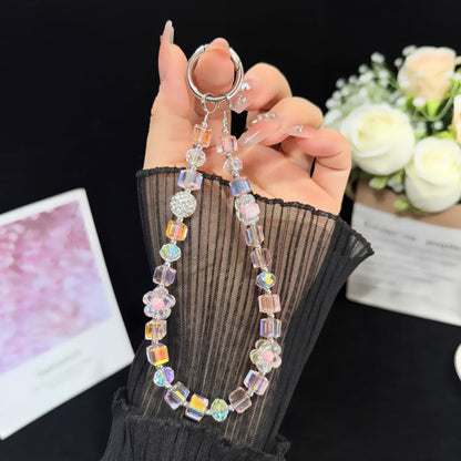 Sugar Cube Cut Surface Autumn Flower Mobile Phone Chain, Pink, Yellow, Purple