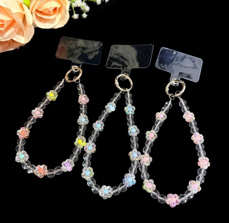 Interlaced Beaded Butterfly Tassel Phone Strap, Pink, Colorful, Blue