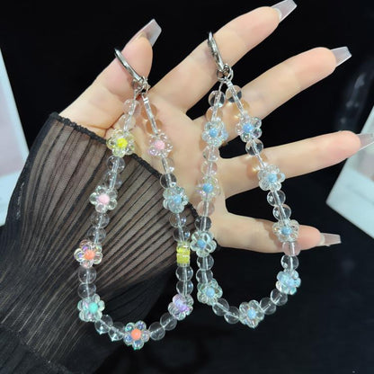 Interlaced Beaded Butterfly Tassel Phone Strap, Pink, Colorful, Blue