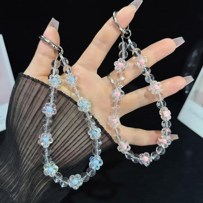 Interlaced Beaded Butterfly Tassel Phone Strap, Pink, Colorful, Blue