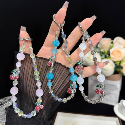 Star Fantasy Beaded Crystal Phone Chain, Pink, White, Blue
