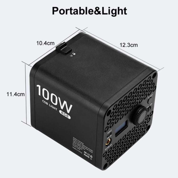 VLOGLITE P100RGB 2700K-6500K Wiederaufladbare Studiobeleuchtung Kabellose Fotografie 100W COB-Lampe, P100RGB