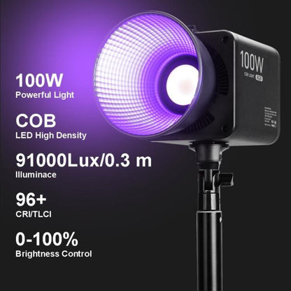 VLOGLITE P100RGB 2700K-6500K Wiederaufladbare Studiobeleuchtung Kabellose Fotografie 100W COB-Lampe, P100RGB