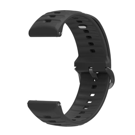 Solid Color Wavy Textured Black Pin Buckle Silicone Watch Band, For COROS APEX 4 46mm, For COROS APEX 4 42mm