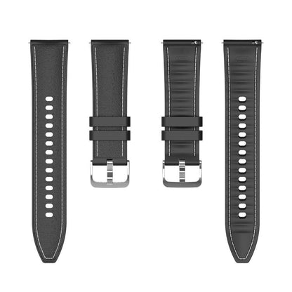 Stitched Silicone Hybrid Vegan Leather Watch Band, 20mm, 22mm