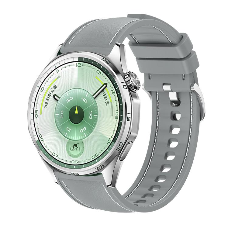 Stitched Silicone Hybrid Vegan Leather Watch Band, 20mm, 22mm