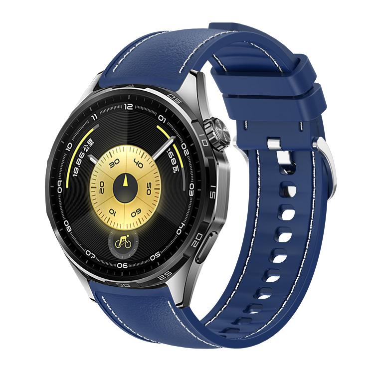 Stitched Silicone Hybrid Vegan Leather Watch Band, 20mm, 22mm