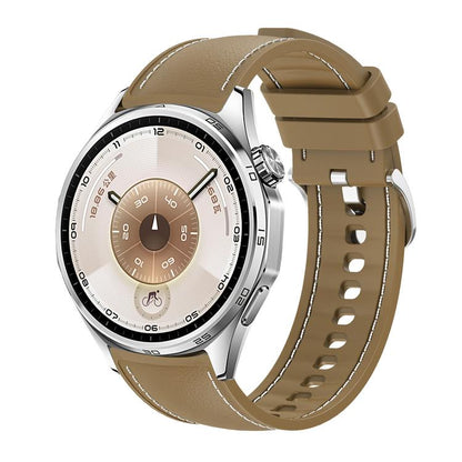 Stitched Silicone Hybrid Vegan Leather Watch Band, 20mm, 22mm