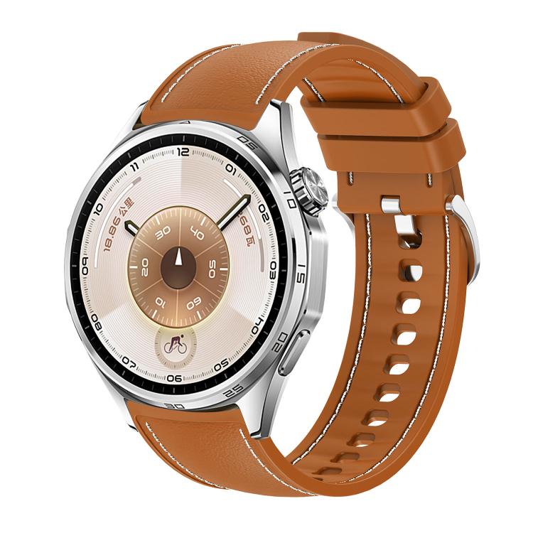 Stitched Silicone Hybrid Vegan Leather Watch Band, 20mm, 22mm