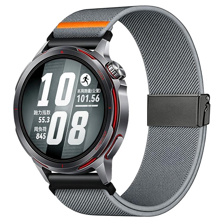 Stretch Nylon Titanium Gray Fly Horse Buckle Watch Band, 18mm, 20mm, 22mm