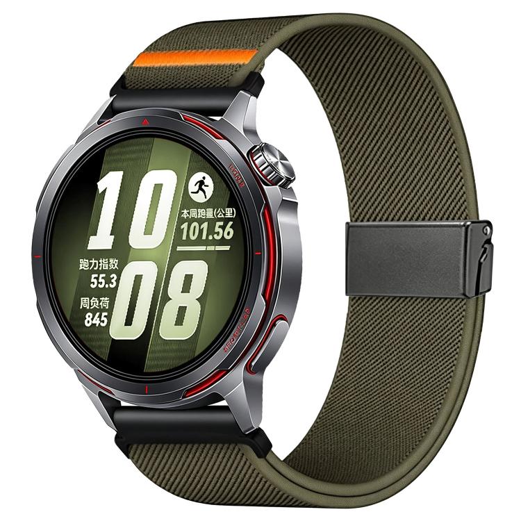 Stretch Nylon Titanium Gray Fly Horse Buckle Watch Band, 18mm, 20mm, 22mm