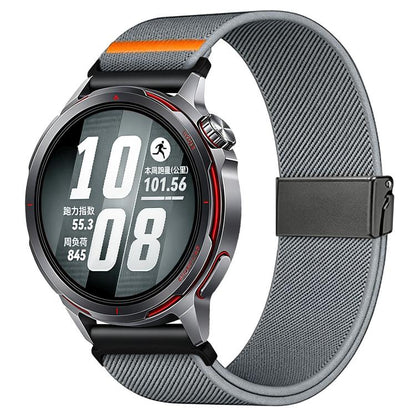 Stretch Nylon Titanium Gray Fly Horse Buckle Watch Band, 18mm, 20mm, 22mm