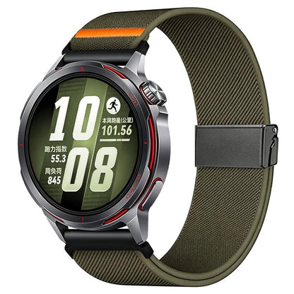 Stretch Nylon Titanium Gray Fly Horse Buckle Watch Band, 18mm, 20mm, 22mm