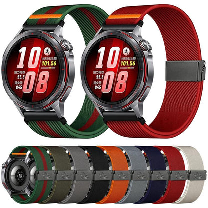 Stretch Nylon Titanium Gray Fly Horse Buckle Watch Band, 18mm, 20mm, 22mm