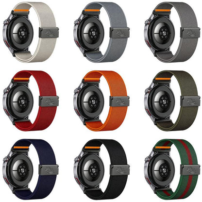 Stretch Nylon Titanium Gray Fly Horse Buckle Watch Band, 18mm, 20mm, 22mm