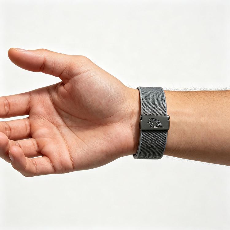 Stretch Nylon Titanium Gray Fly Horse Buckle Watch Band, 18mm, 20mm, 22mm