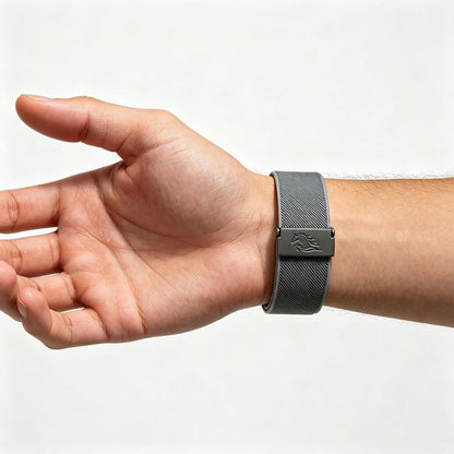 Stretch Nylon Titanium Gray Fly Horse Buckle Watch Band, 18mm, 20mm, 22mm
