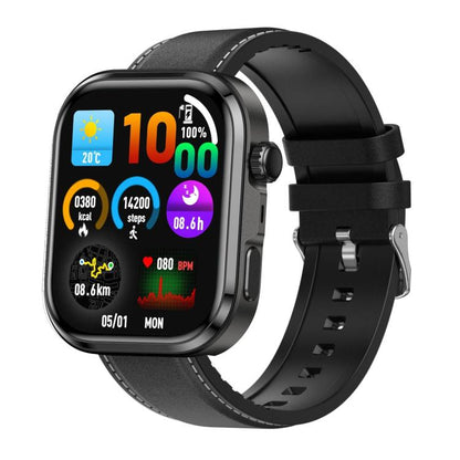 G47 1.83 inch HD Color Screen BT Calling Smart Watch Vegan Leather Strap, Support Health Monitoring / HRV Function