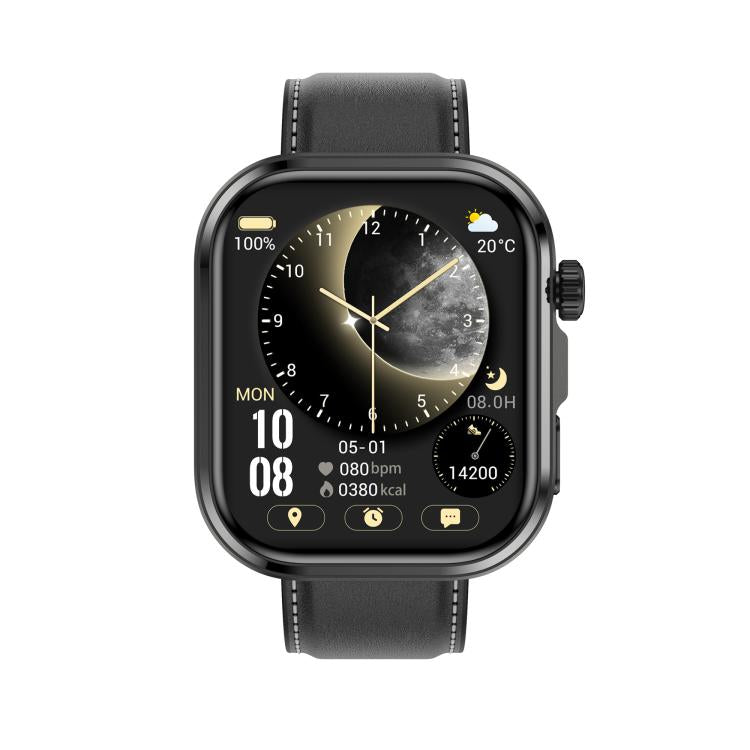 G47 1.83 inch HD Color Screen BT Calling Smart Watch Vegan Leather Strap, Support Health Monitoring / HRV Function