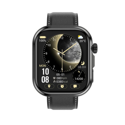 G47 1.83 inch HD Color Screen BT Calling Smart Watch Vegan Leather Strap, Support Health Monitoring / HRV Function