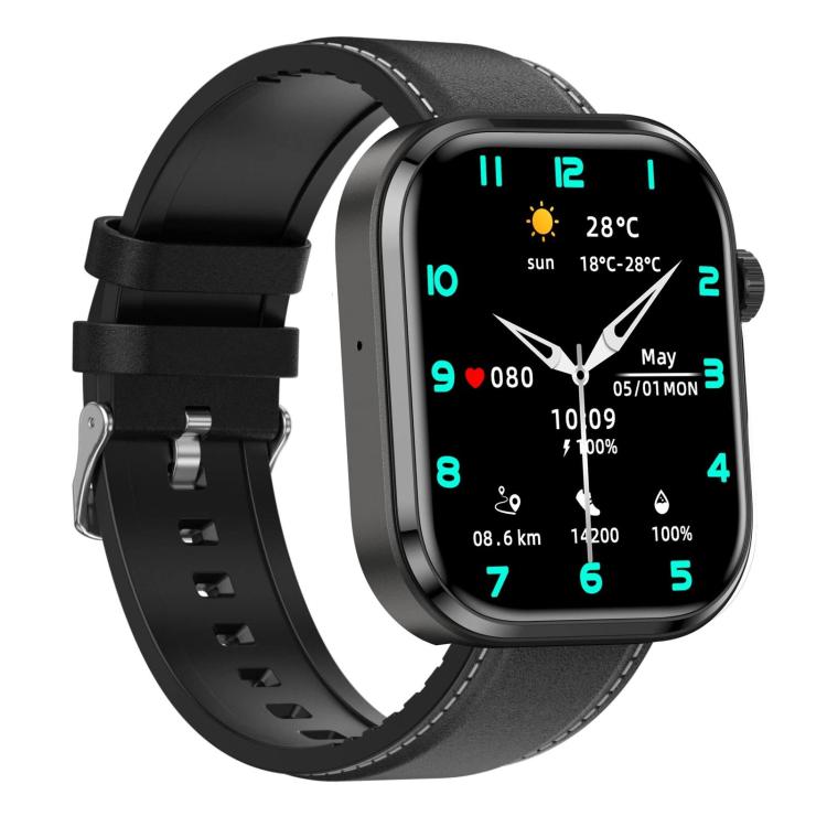 G47 1.83 inch HD Color Screen BT Calling Smart Watch Vegan Leather Strap, Support Health Monitoring / HRV Function