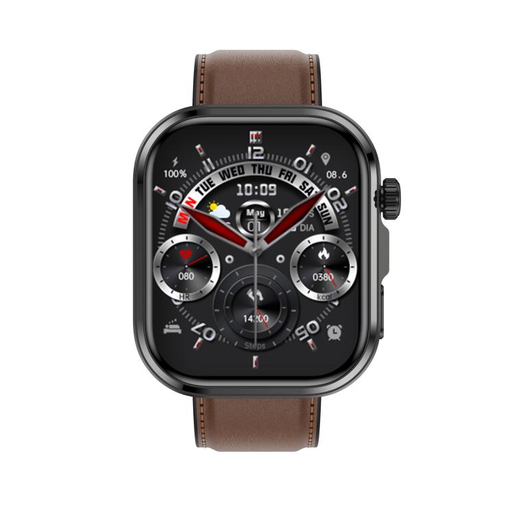 G47 1.83 inch HD Color Screen BT Calling Smart Watch Vegan Leather Strap, Support Health Monitoring / HRV Function