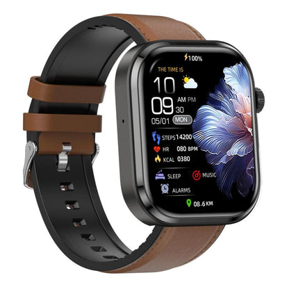 G47 1.83 inch HD Color Screen BT Calling Smart Watch Vegan Leather Strap, Support Health Monitoring / HRV Function