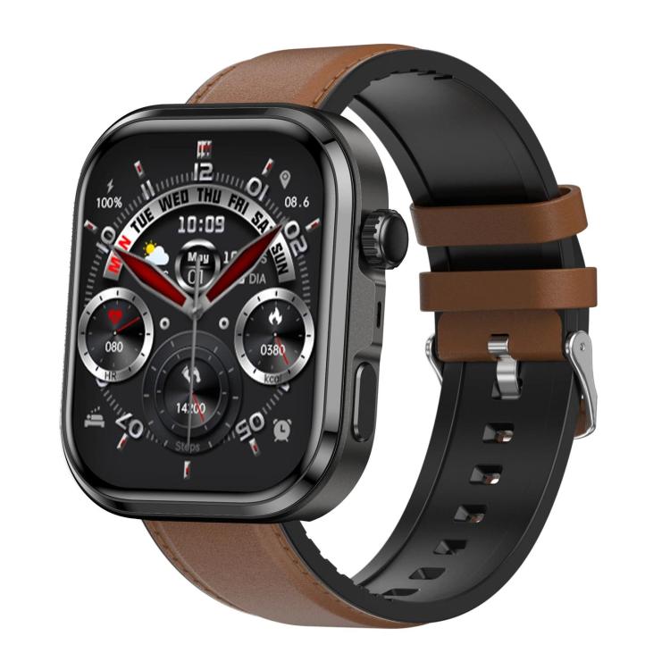 G47 1.83 inch HD Color Screen BT Calling Smart Watch Vegan Leather Strap, Support Health Monitoring / HRV Function