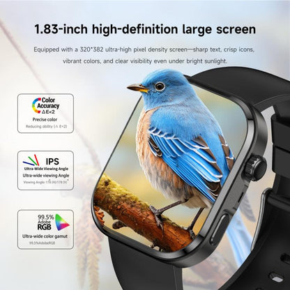 G47 1.83 inch HD Color Screen BT Calling Smart Watch Vegan Leather Strap, Support Health Monitoring / HRV Function