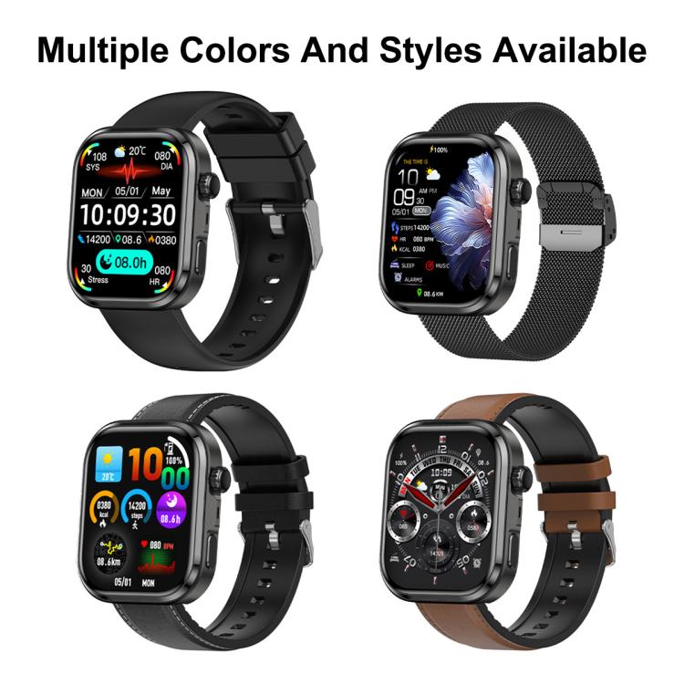 G47 1.83 inch HD Color Screen BT Calling Smart Watch Vegan Leather Strap, Support Health Monitoring / HRV Function