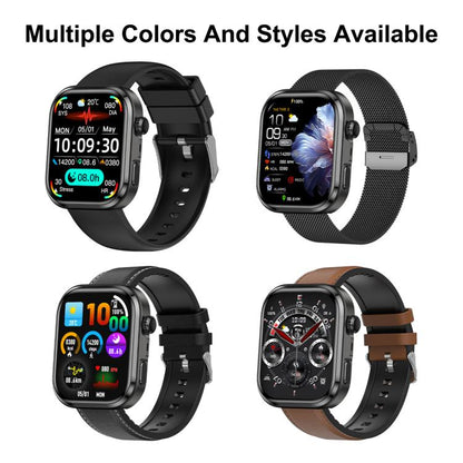 G47 1.83 inch HD Color Screen BT Calling Smart Watch Vegan Leather Strap, Support Health Monitoring / HRV Function