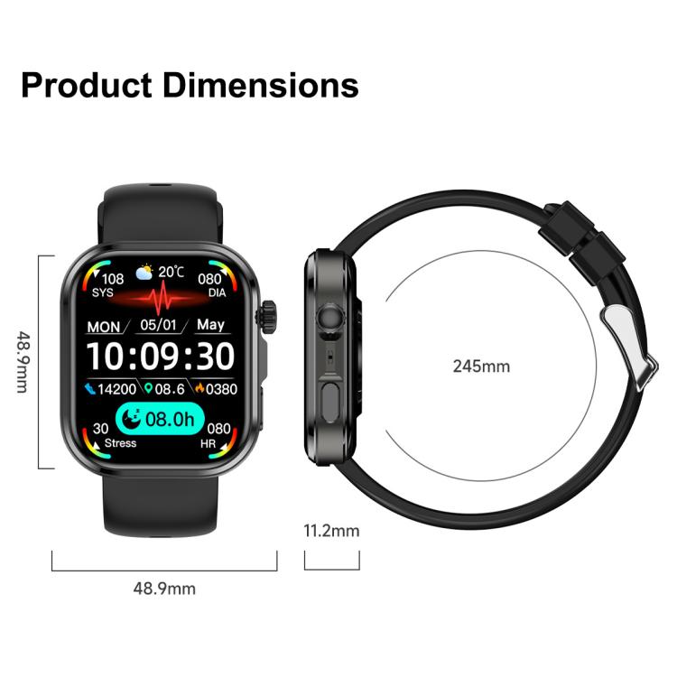 G47 1.83 inch HD Color Screen BT Calling Smart Watch Vegan Leather Strap, Support Health Monitoring / HRV Function