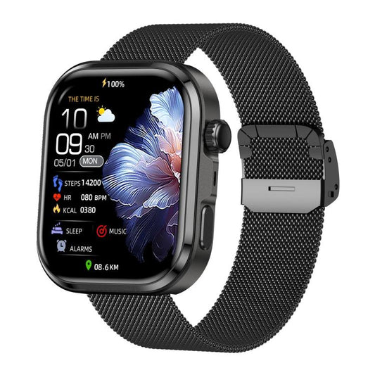 G47 Montre Connectée à Écran Couleur HD 1,83 Pouces, Appel BT, Bracelet en Acier Milanais, Prise en Charge de la Surveillance de la Santé / Fonction HRV