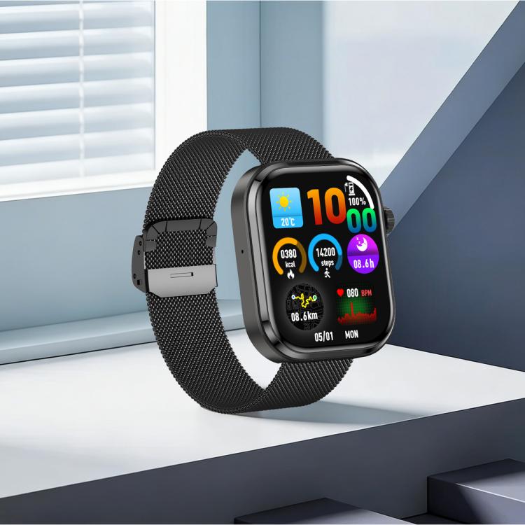 G47 1.83 inch HD Color Screen BT Calling Smart Watch Milan Steel Strap, Support Health Monitoring / HRV Function