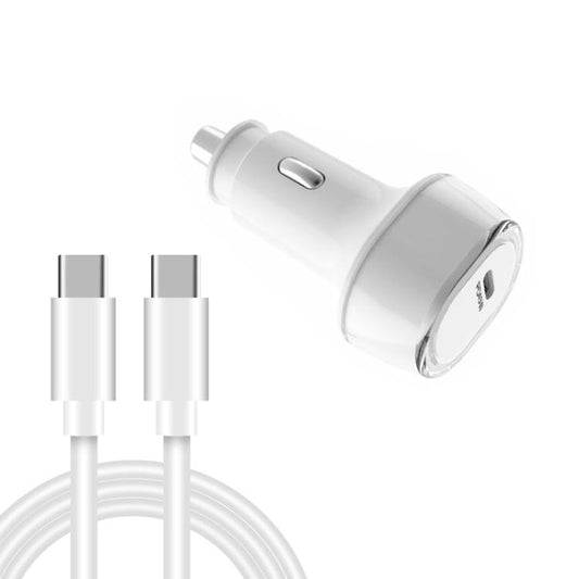 P01 PD45W Type-C / USB-C Buck Boost Car Charger with Type-C to Type-C Data Cable, with Type-C to Type-C Cable